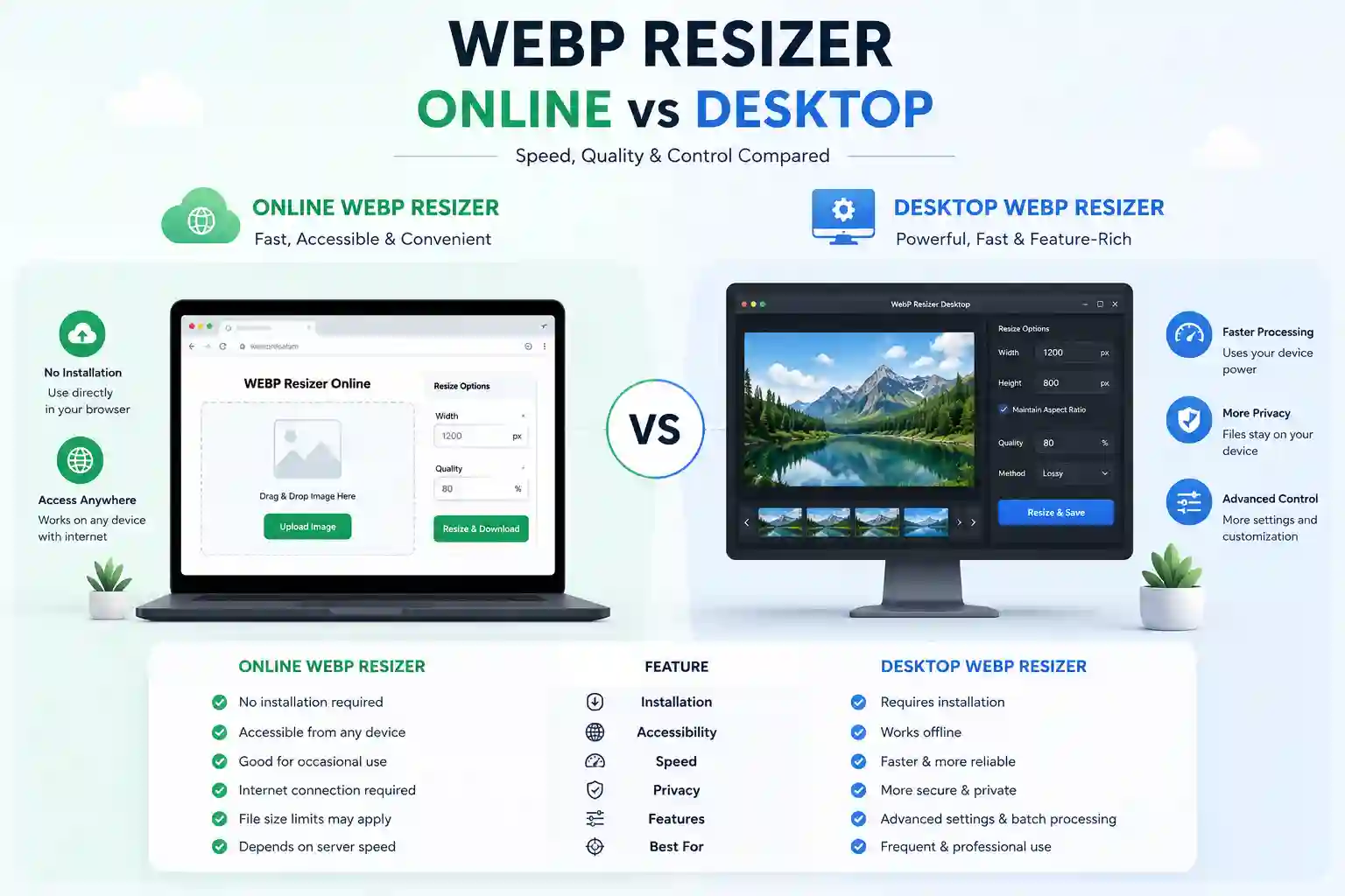 Online WebP Resizer vs Desktop App: Speed and Output Quality Comparison